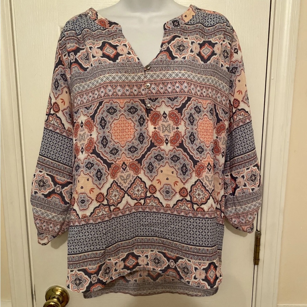 Kim Rogers Women's Bohemian Style Blouse Size Petite L